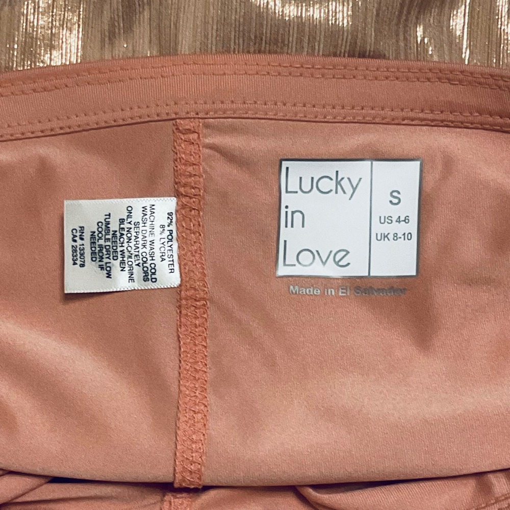 Lucky in love women's pink metallic tennis skirt skort tiered ruffle s - Picture 4 of 9